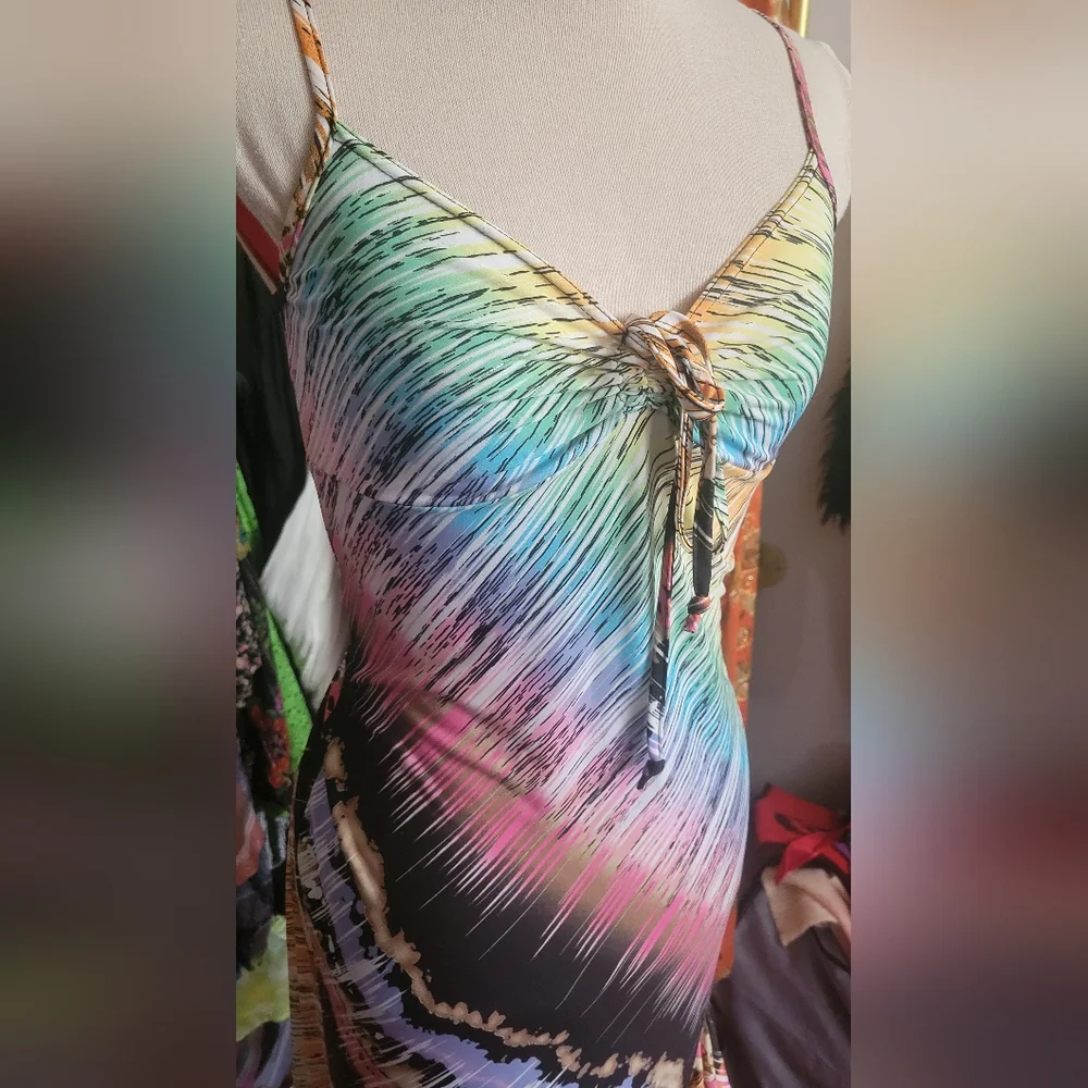 sS/M 💖 Vintage Colorful Abstract Print Dress - Picture 2 of 10